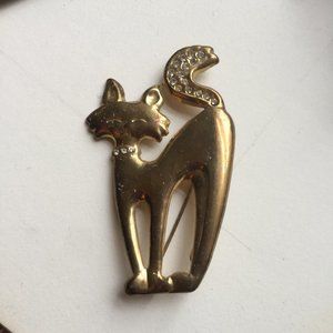 1950's Rhinestone Cat Brooch
